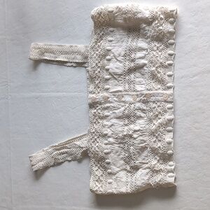 American Eagle Off White All Lace Tank Top Crop Button Front Women's Size Large